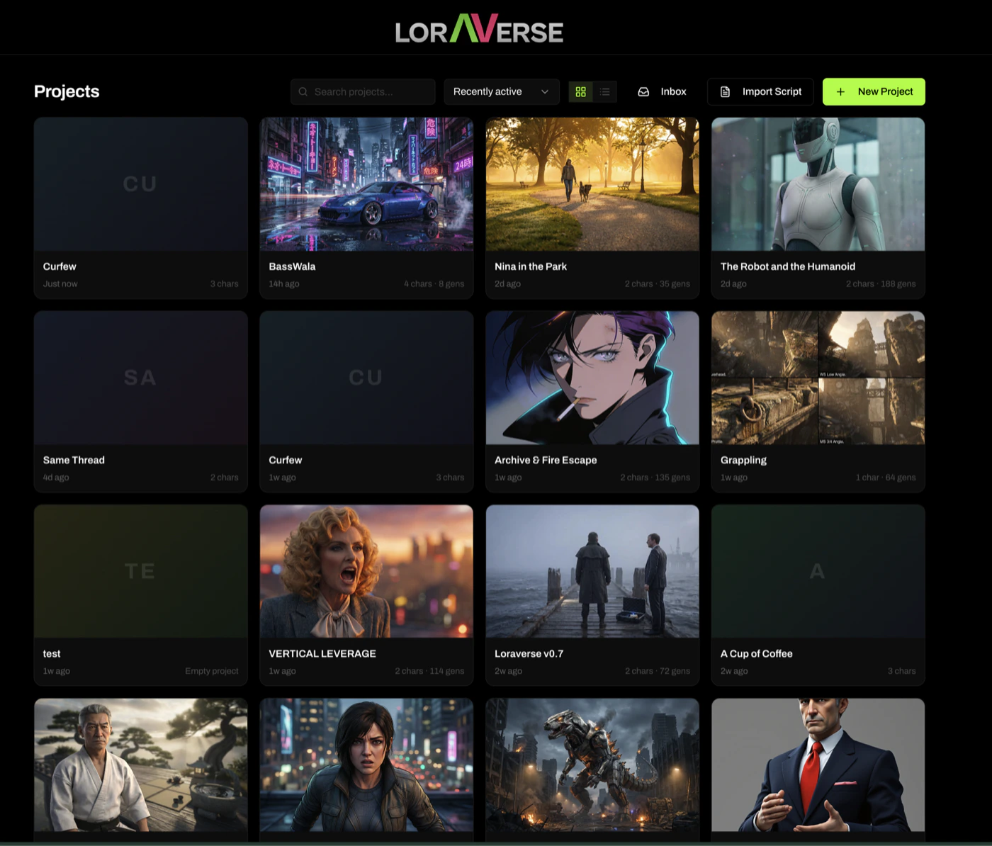 The Projects dashboard