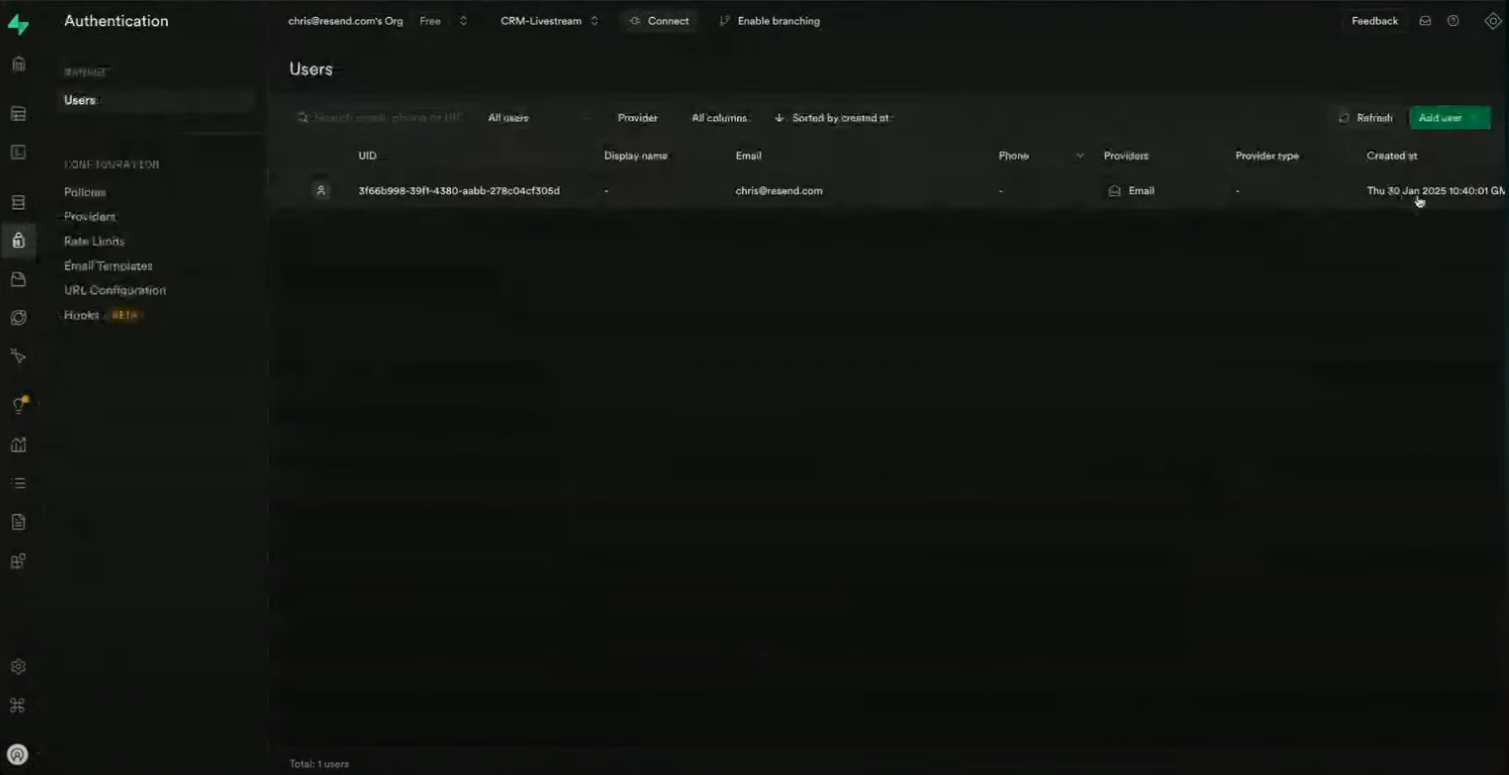 Supabase Resend Email Pn