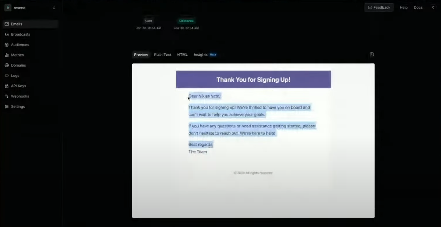 Customize Email Resend Pn