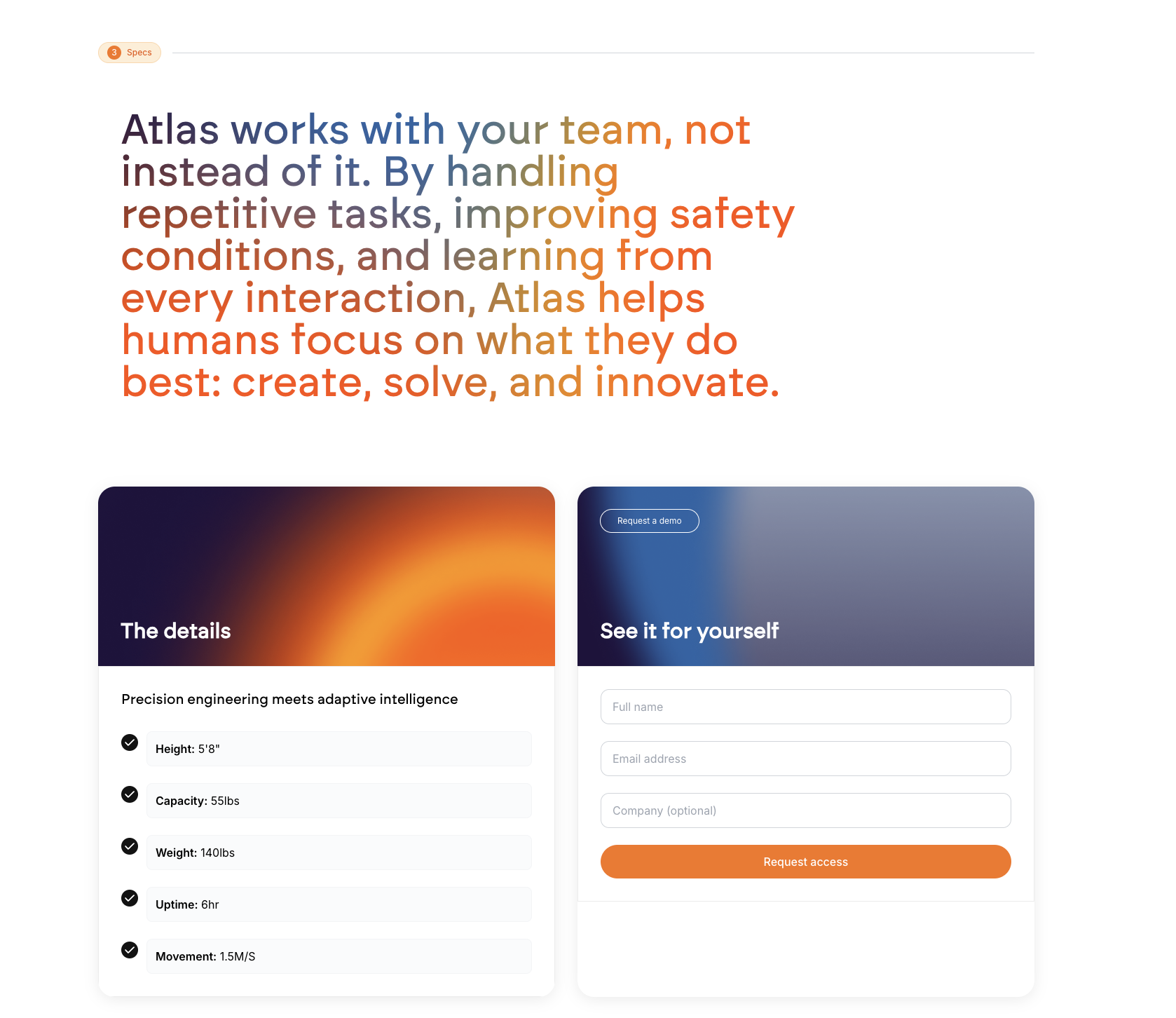 Add spec component in landing page