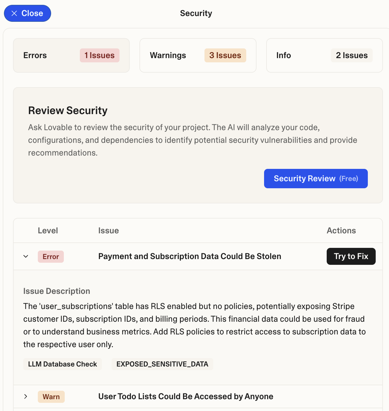 API key detection in action