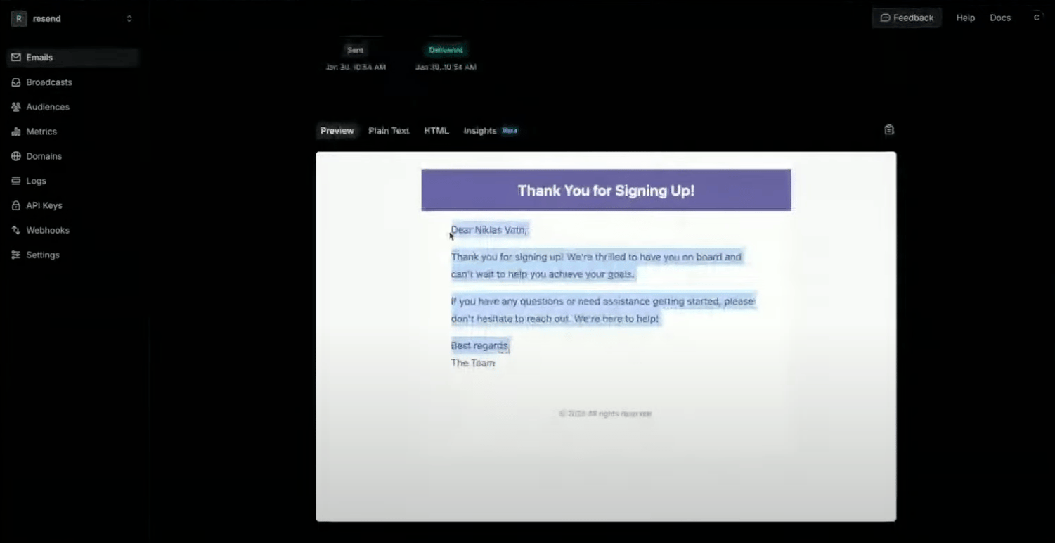 Customize Email Resend Pn