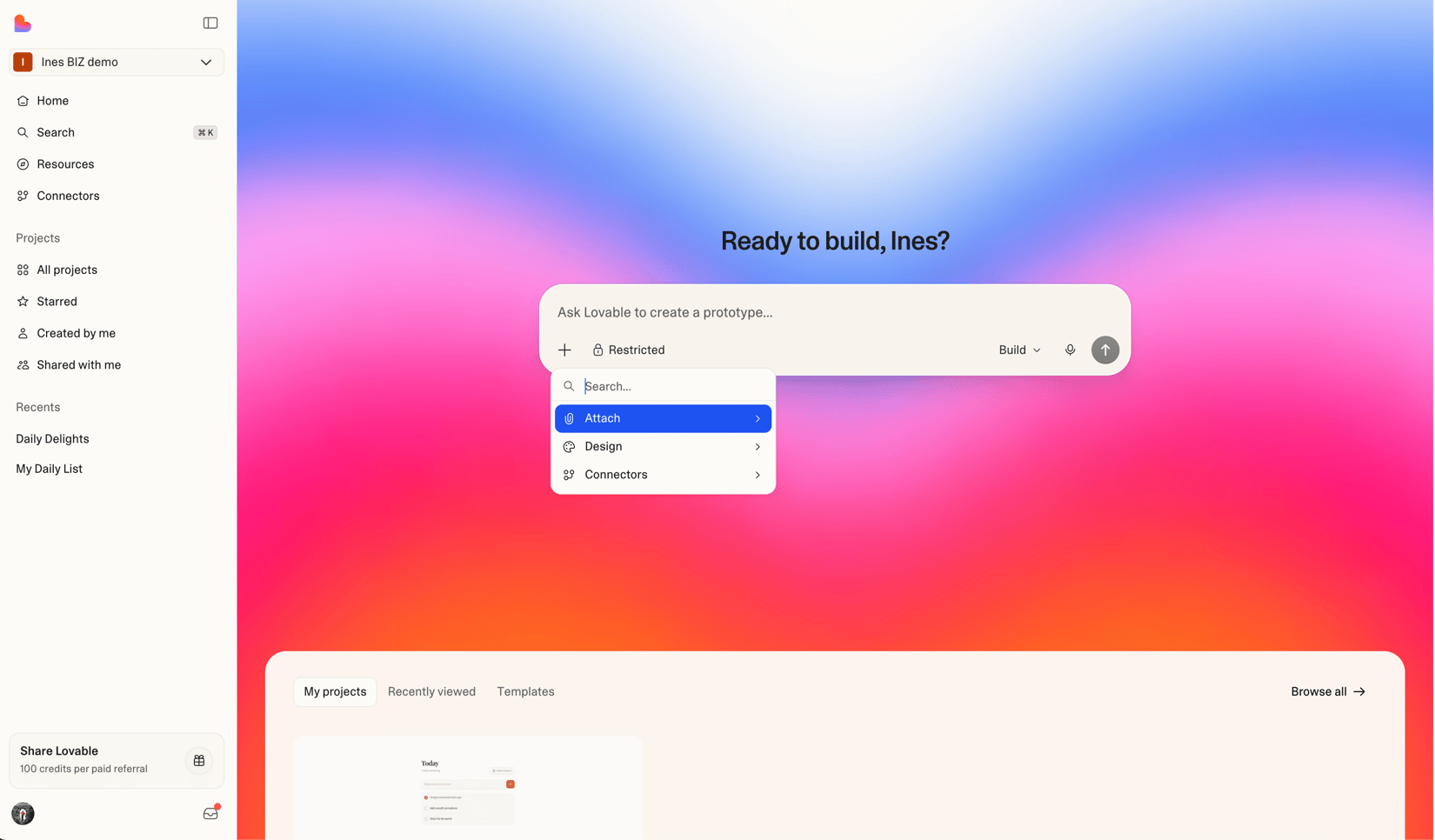 Getting started - Lovable Documentation
