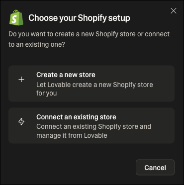 Build a Shopify store with AI - Lovable Documentation