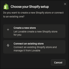 Shopify Lab Three Build a Shopify store with AI - Lovable Documentation