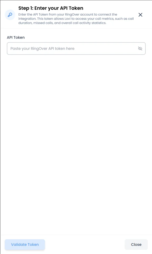 RingOver API Token Step