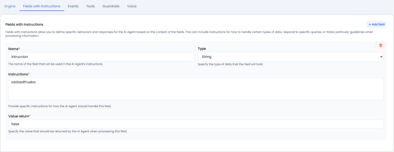 Fields with Instructions
