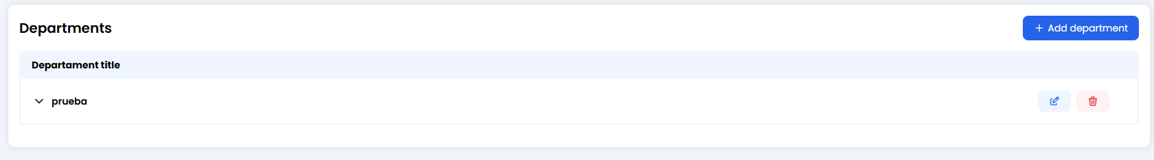 Departments Configuration