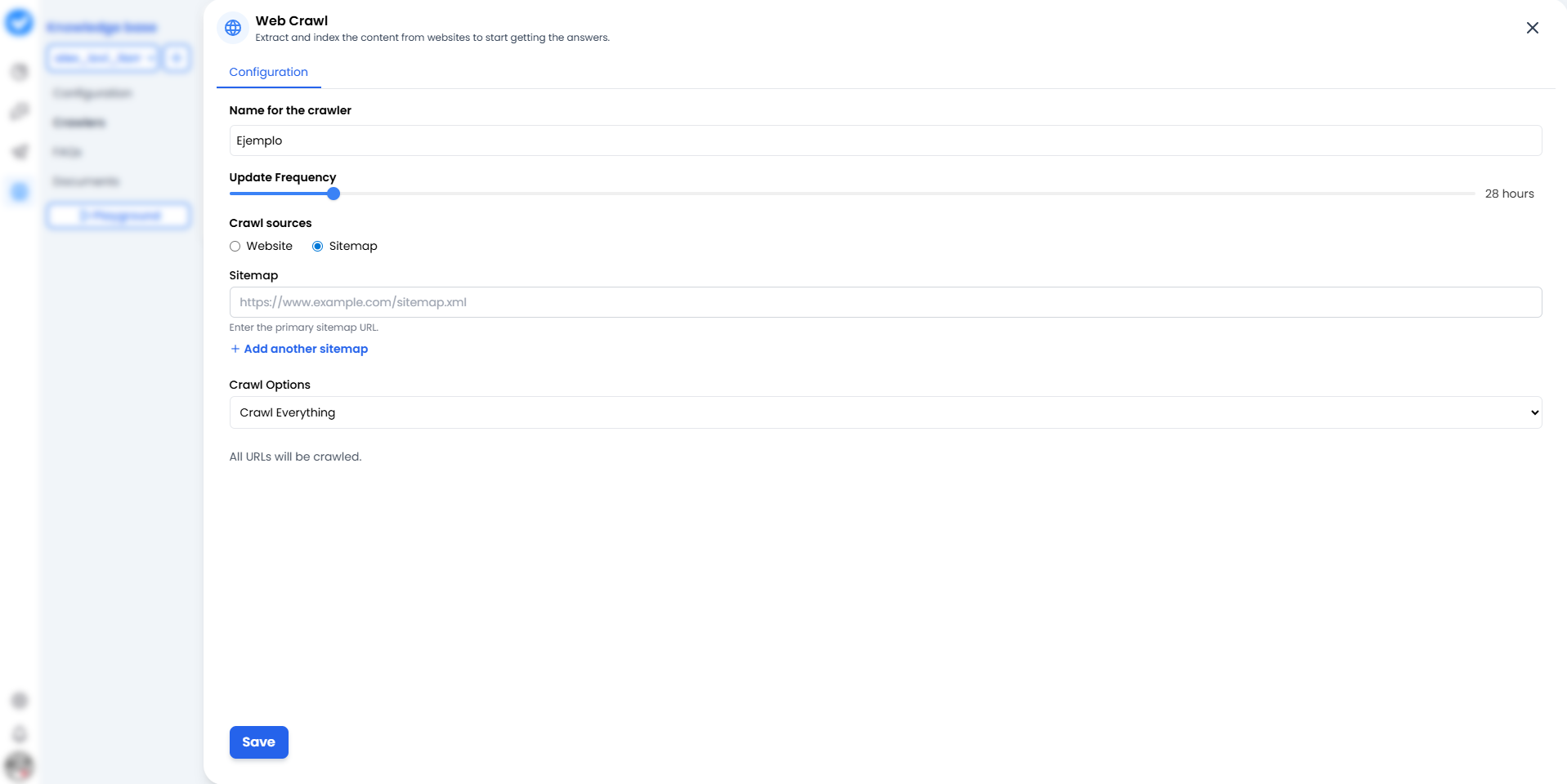 Web Crawl Configuration