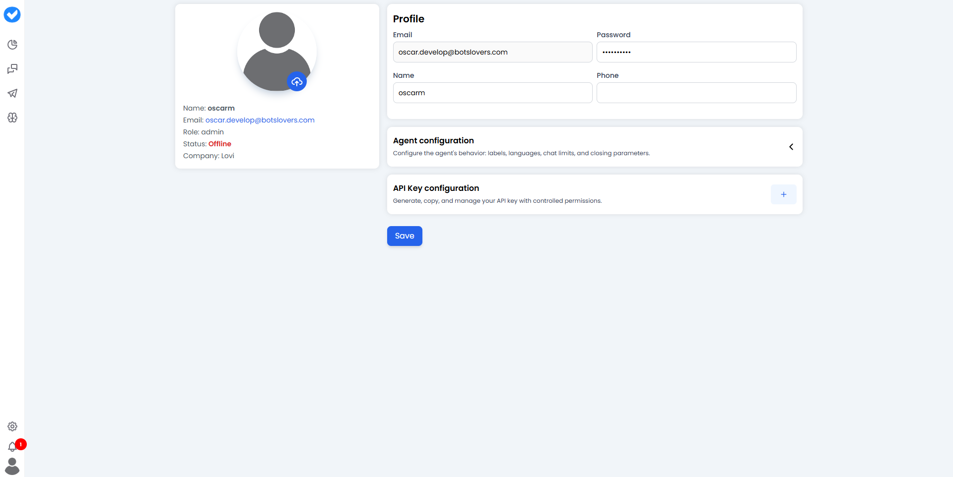Profile and API Keys