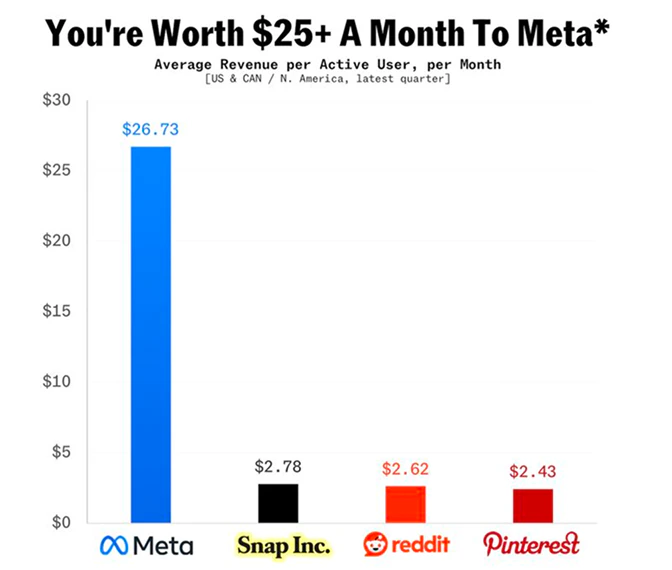 Meta makes $25/m from monetizing your attention