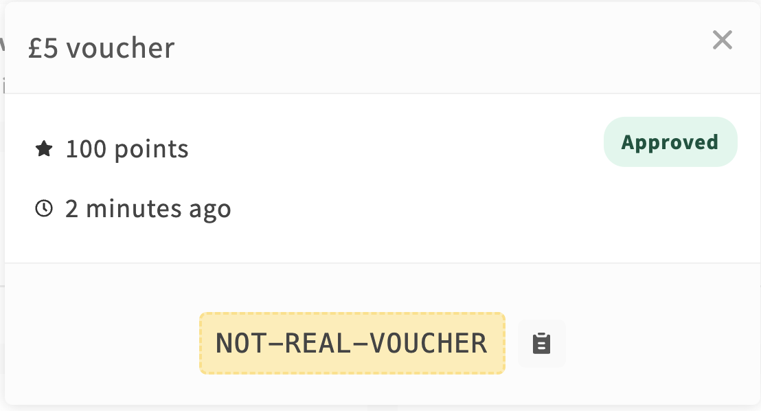 Claimed reward modal