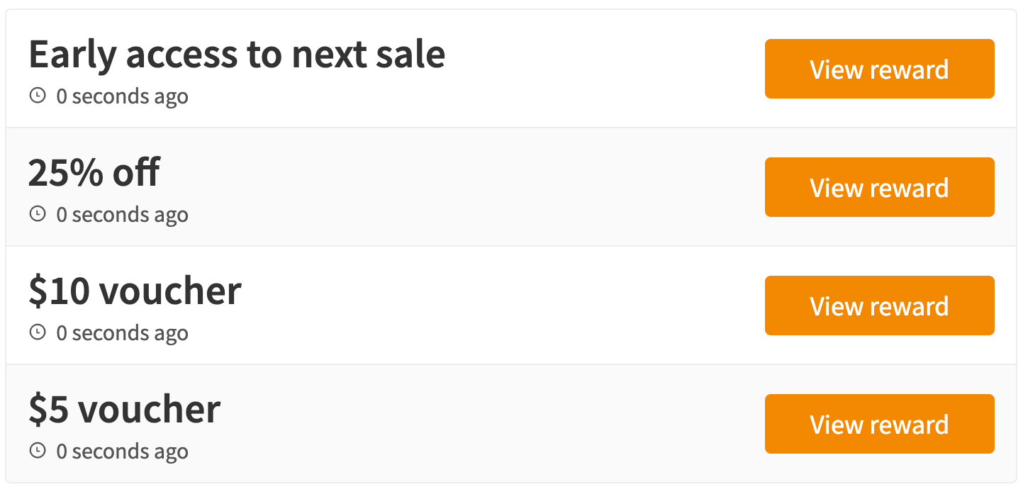 Claimed rewards list