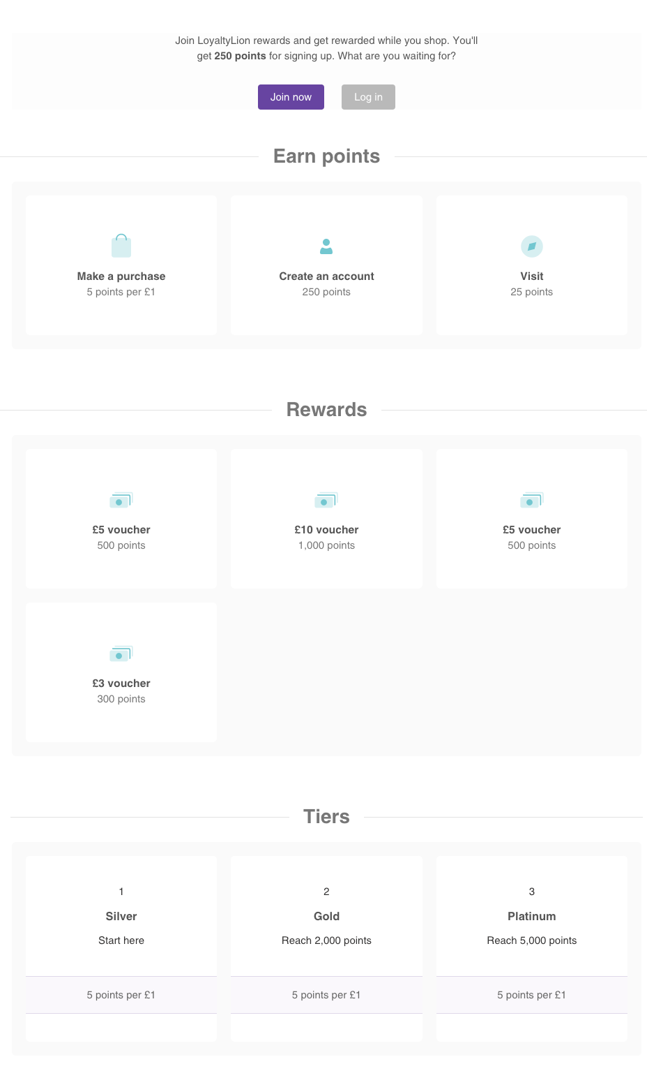 Loyalty page - LoyaltyLion