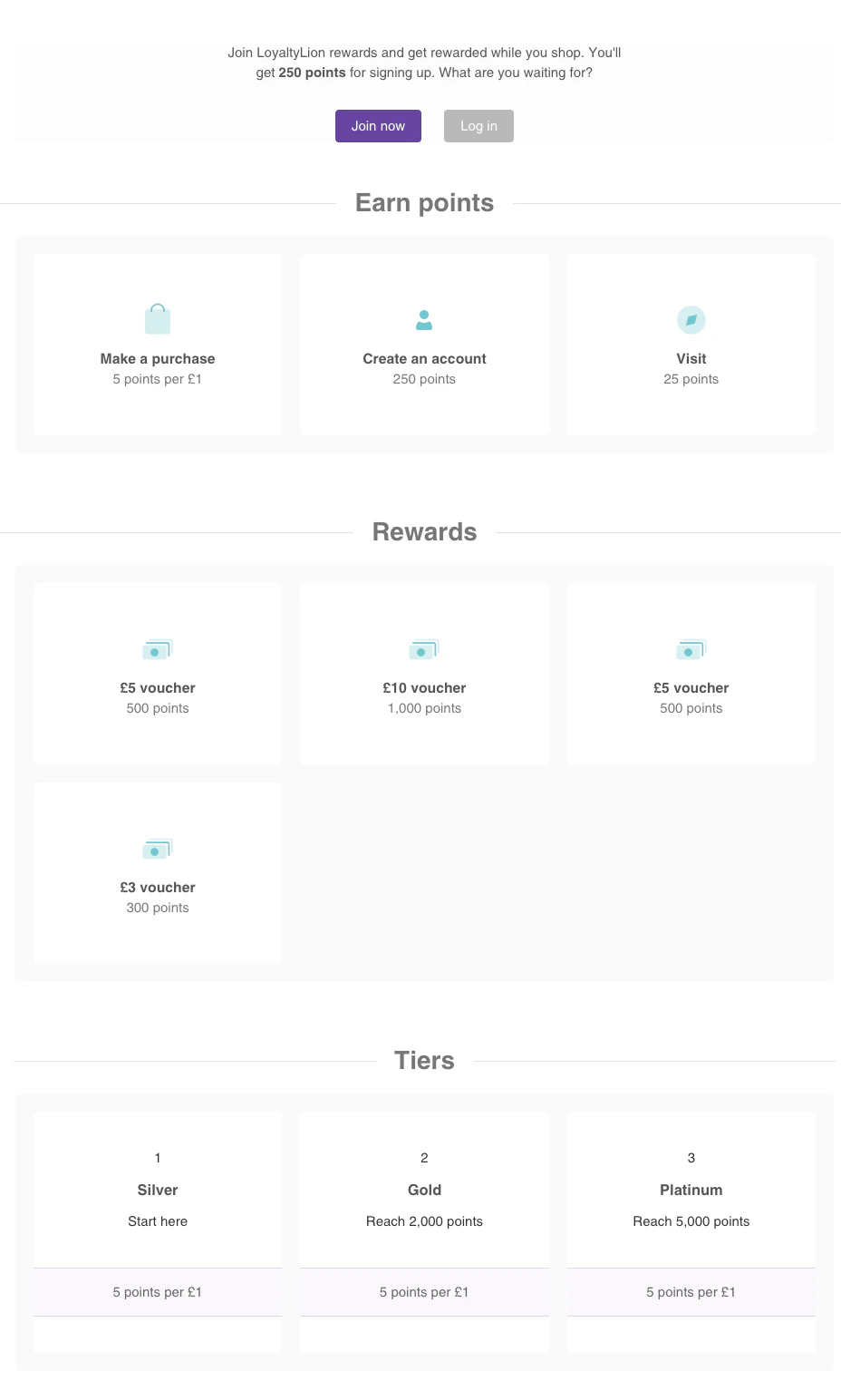 Loyalty page
