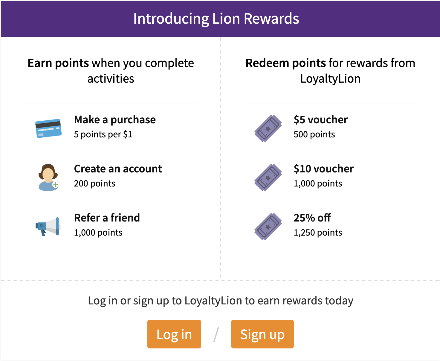 Loyalty Panel - Guest view