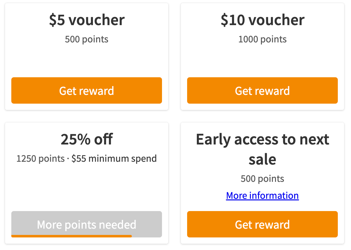 Rewards list