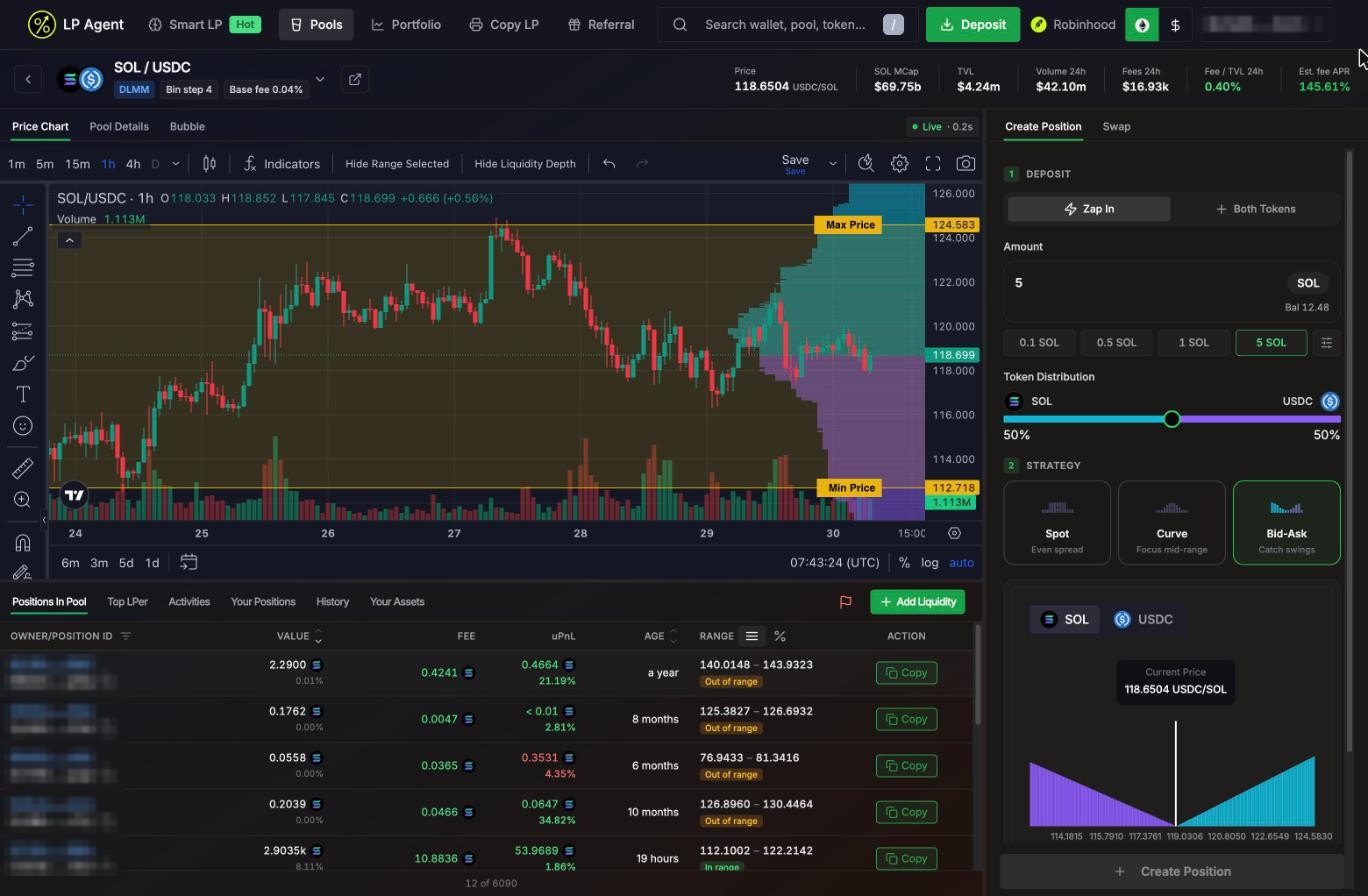Pool page on Solana