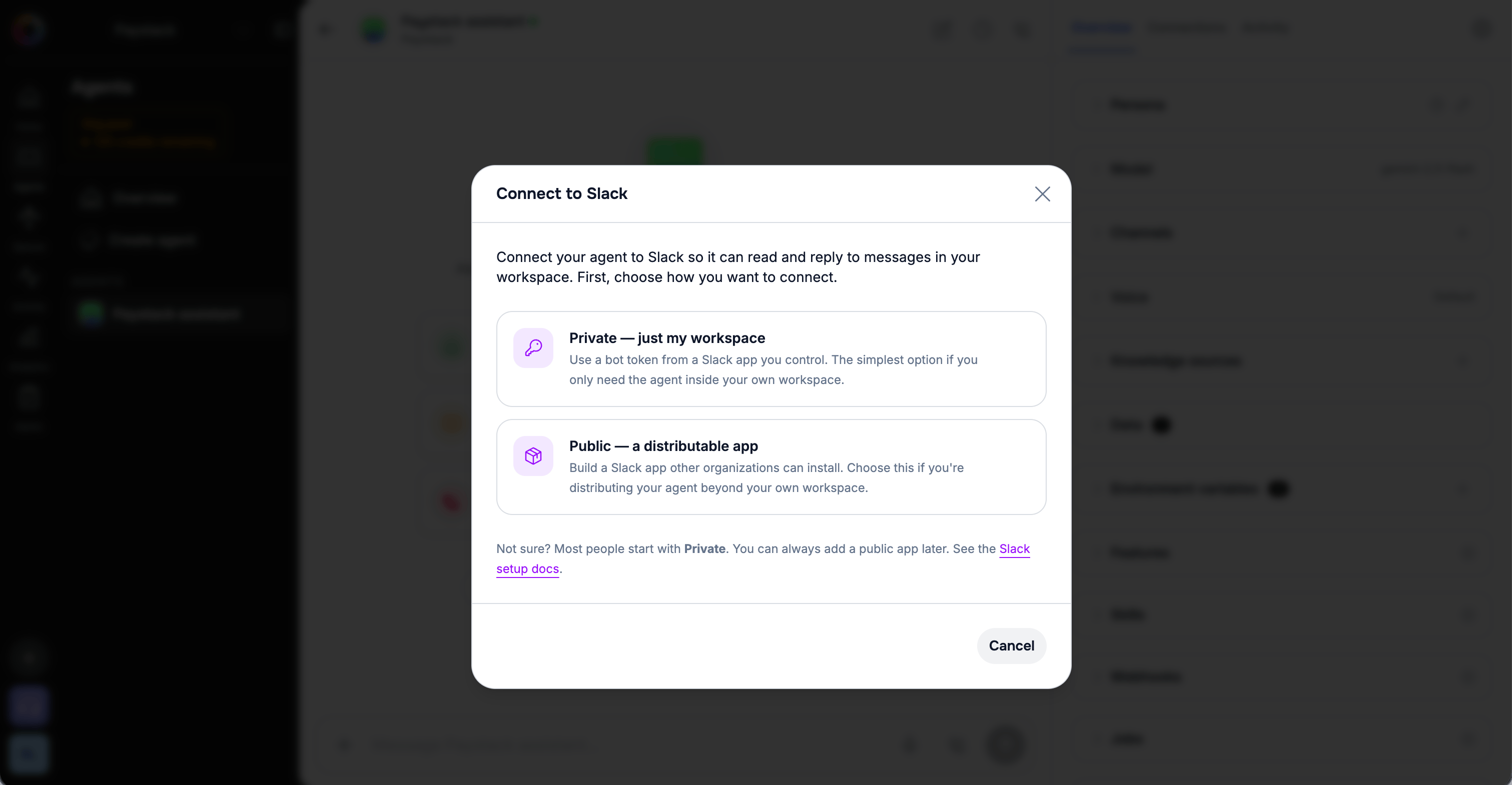 Choose Slack connection type