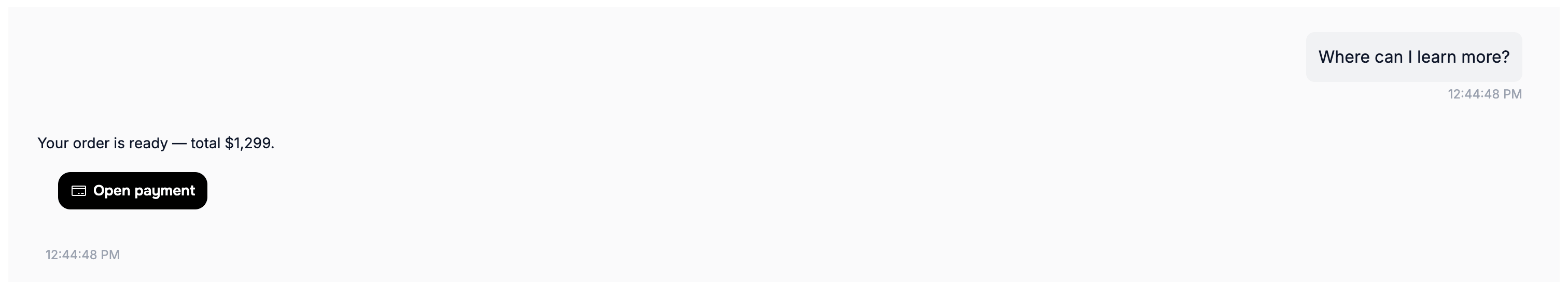 Payment button rendered in the Lua Pop web widget
