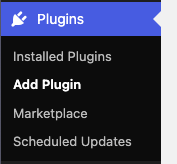WordPress Plugins menu