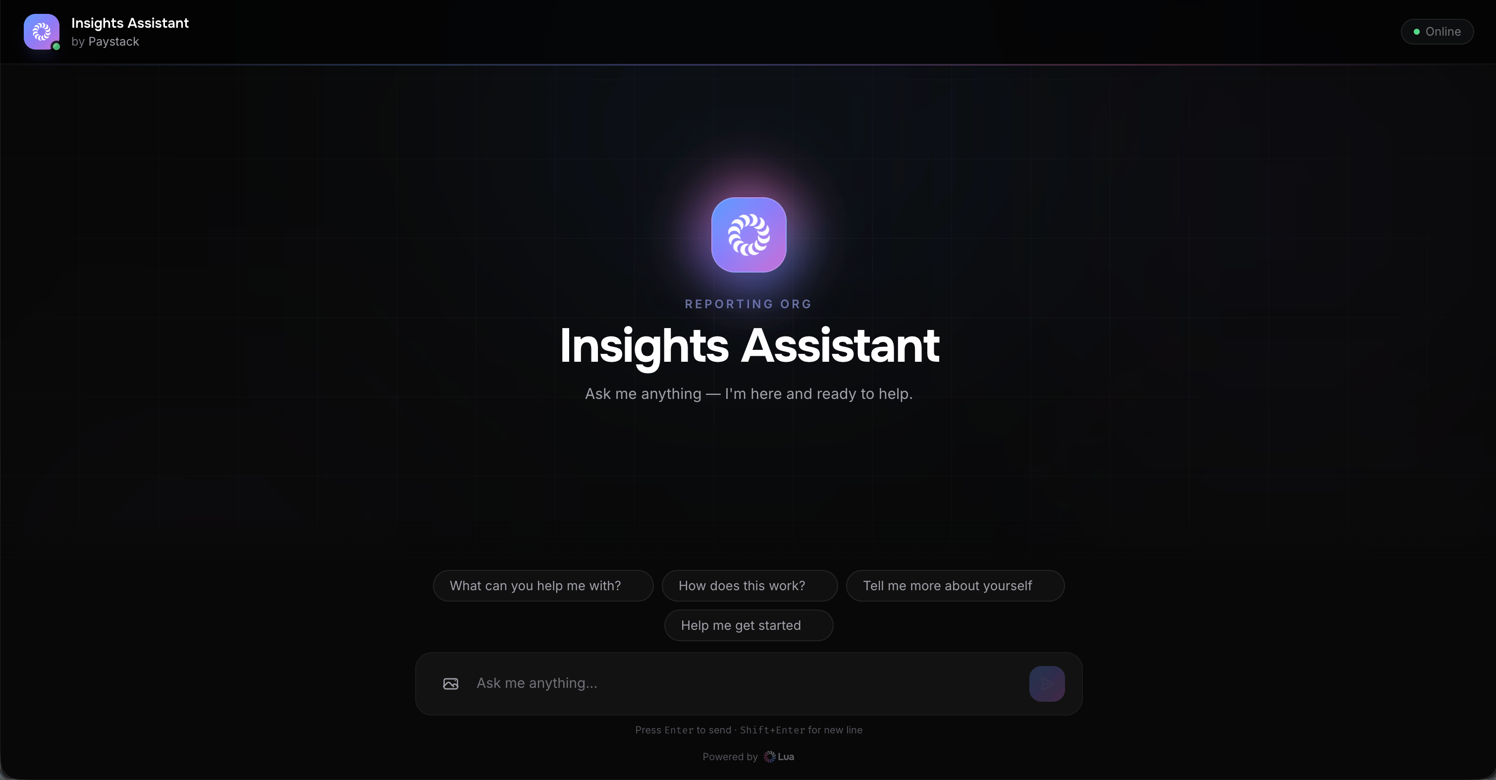 A Lua agent running on its free hosted chat page