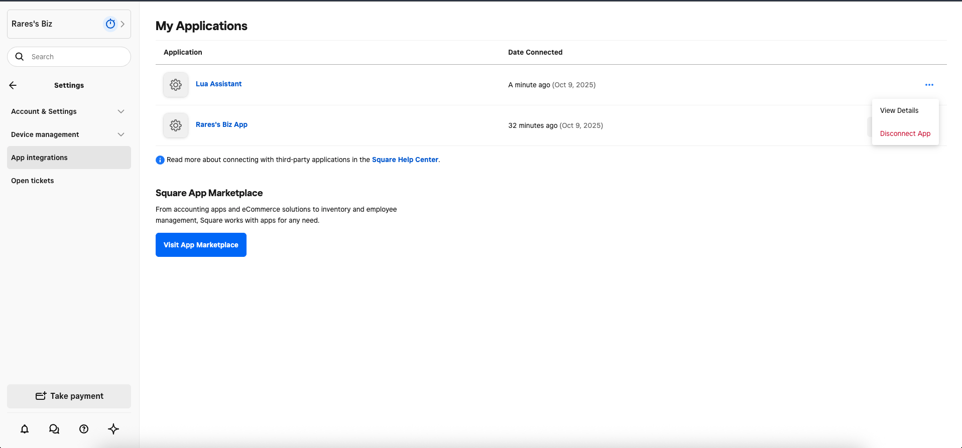 Square app integrations