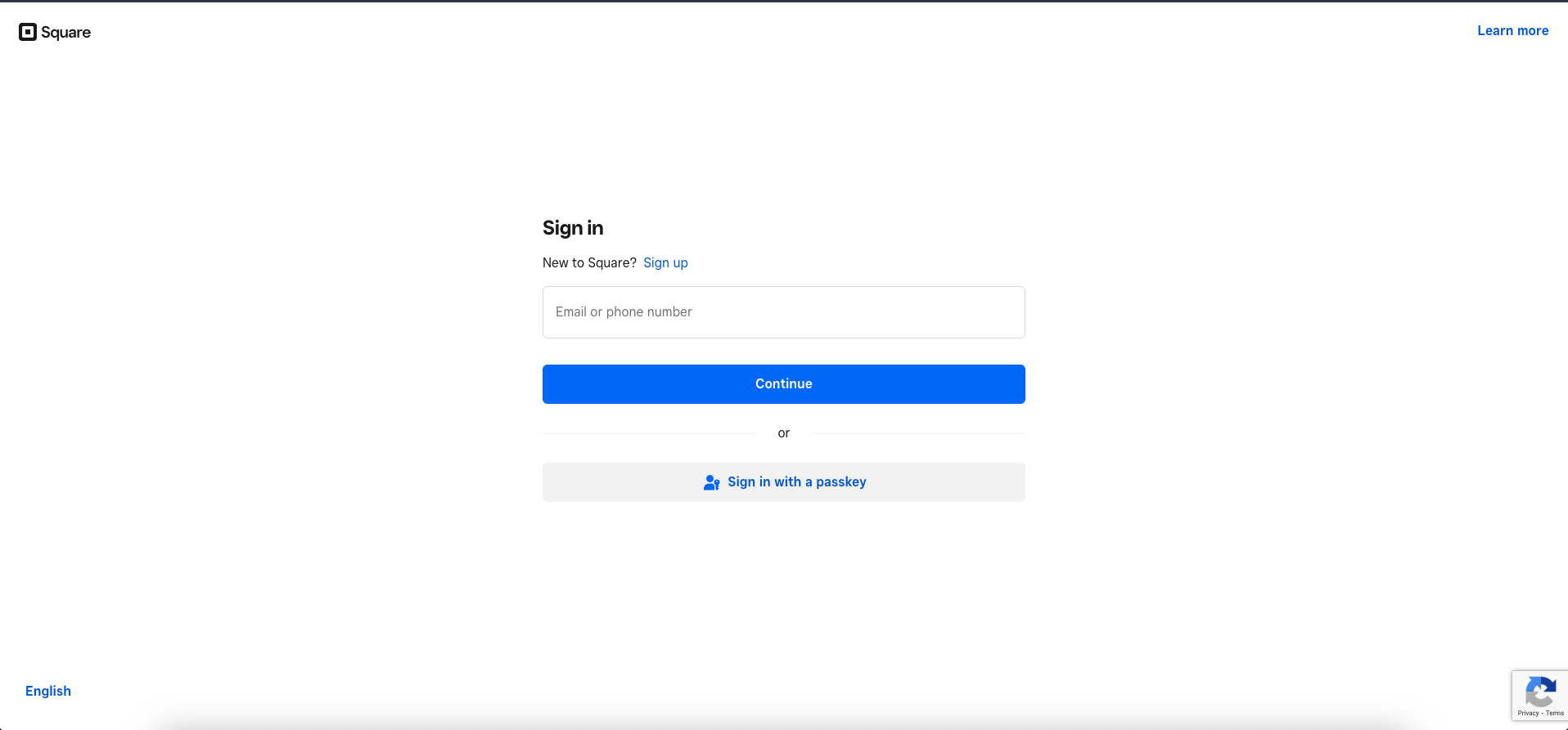 Square login form