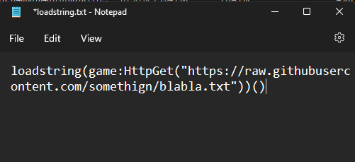 A notepad file showing the example loader script which only contains the Luarmor loadstring