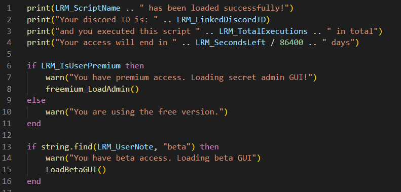 An example script using runtime variables