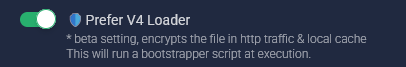 The "Prefer V4 Loader" toggle enabled in the script settings