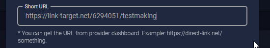 Short URL field in the Luarmor checkpoint creation form with a Linkvertise URL