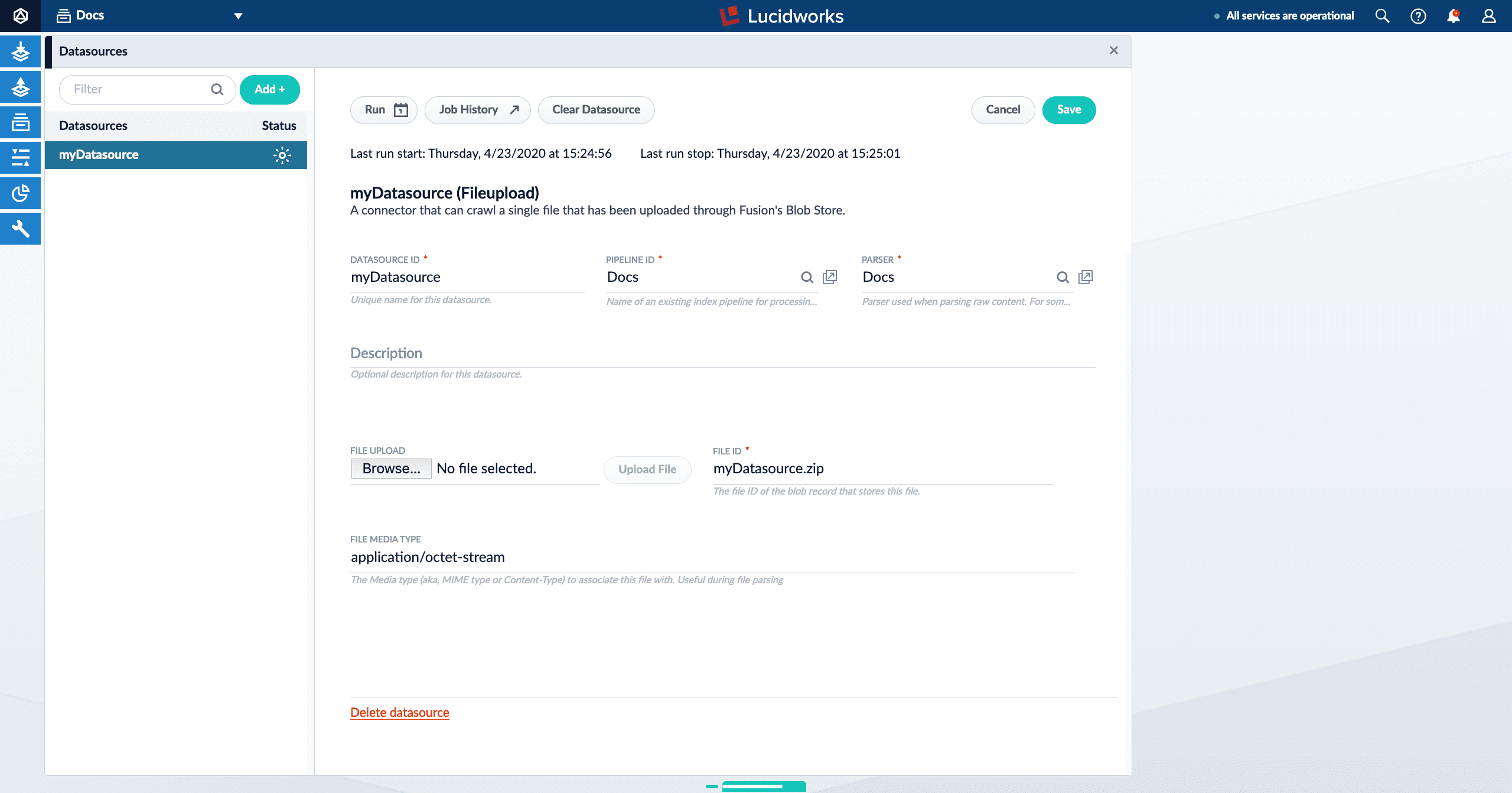 Datasource panel