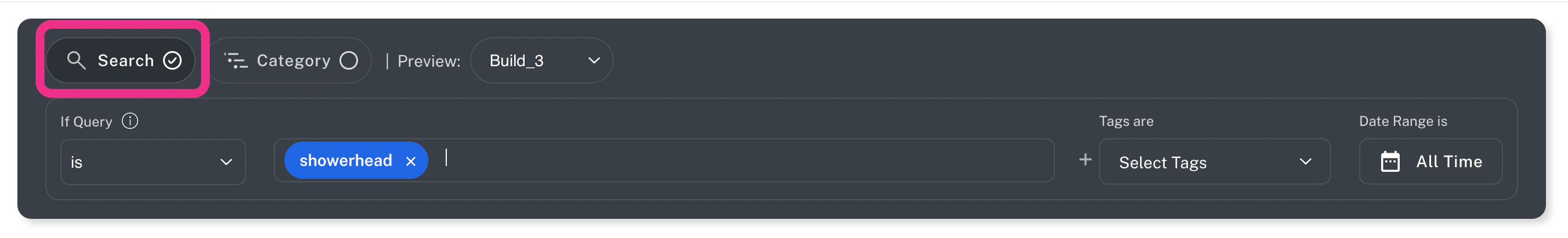 Select Search to enter queries and preview the results.