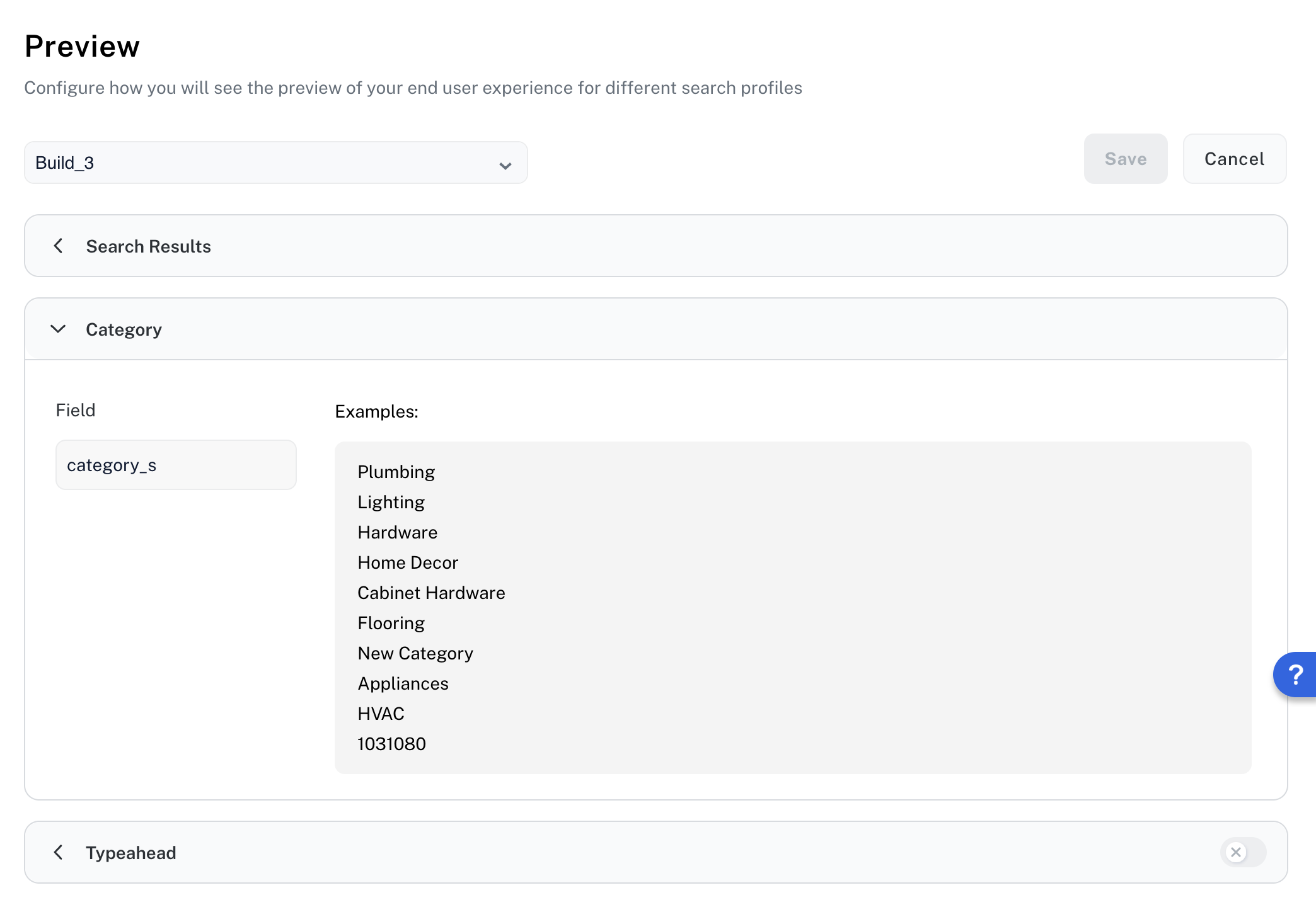 Configure categories