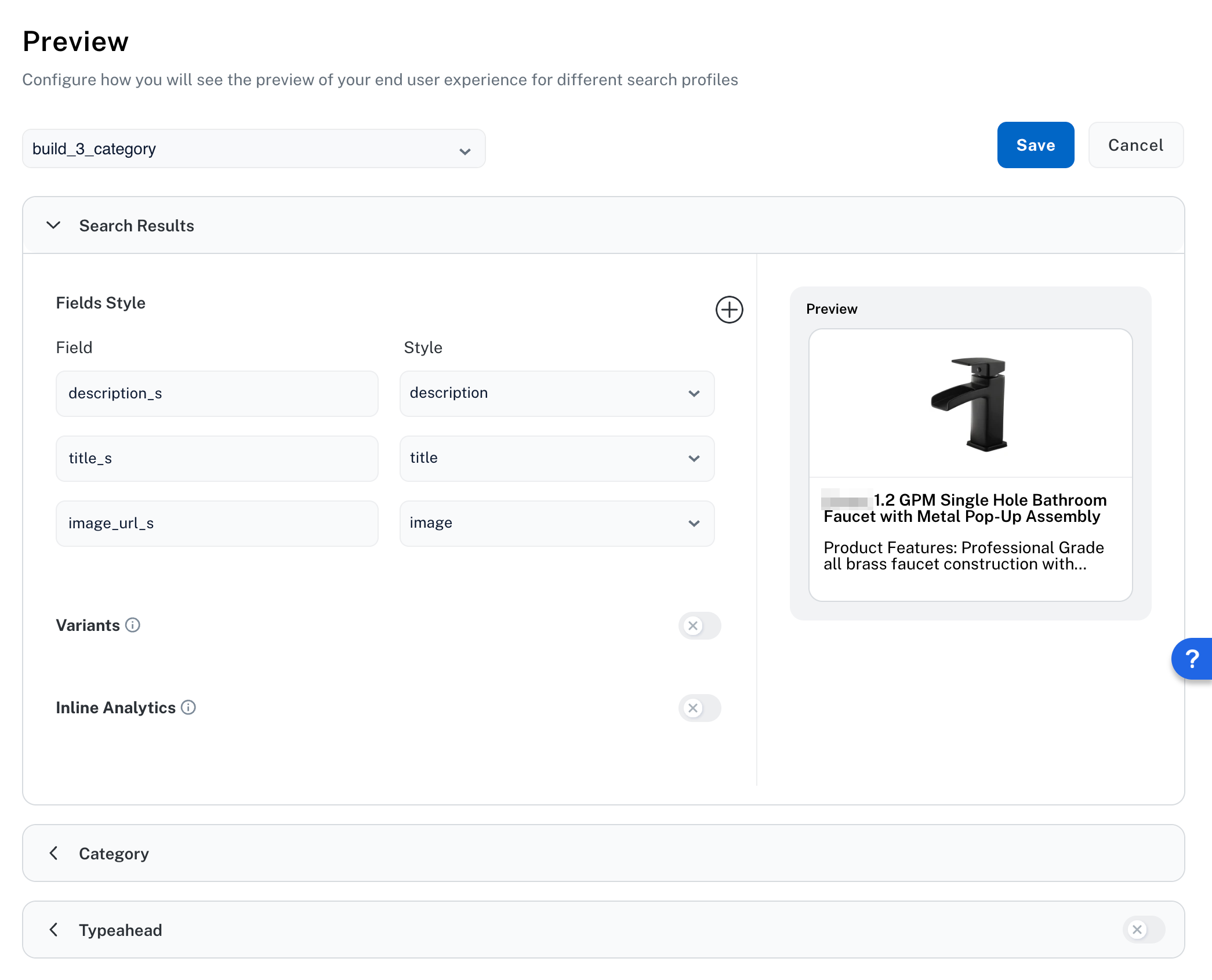 Configure search results
