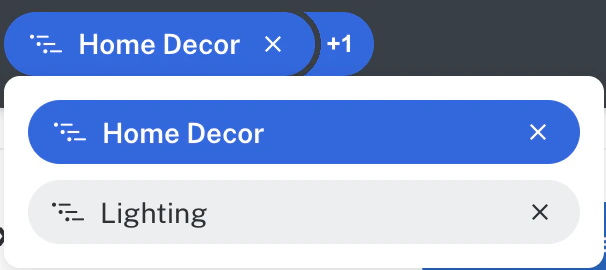 Enter multiple categories and click to switch between them.