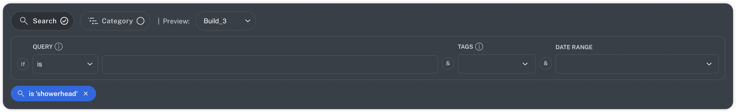 Select Search to enter queries and preview the results.