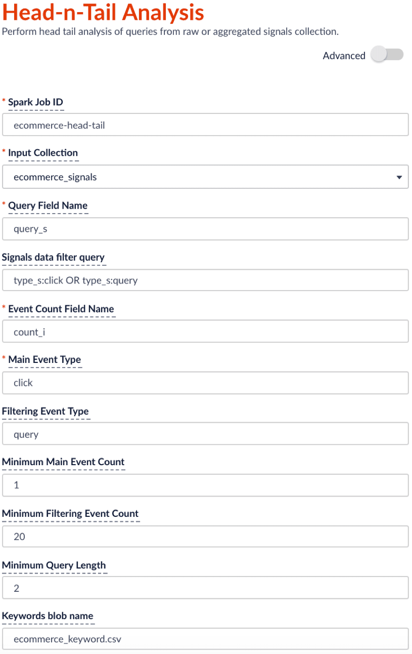 Head/Tail job config
