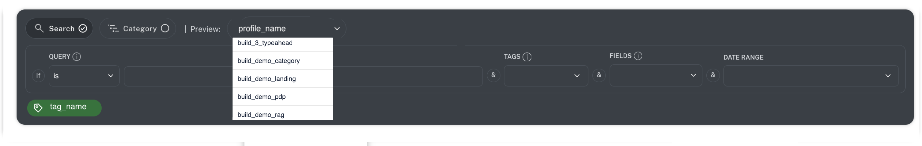 Select a search profile from the Preview list
