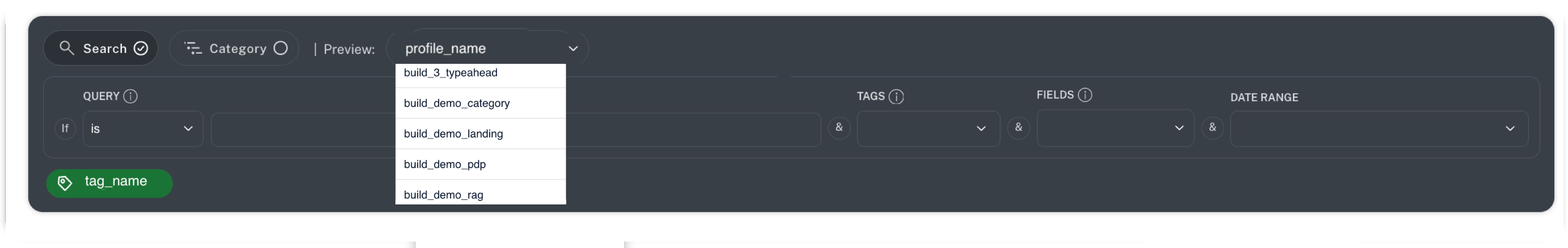 Select a search profile from the Preview list