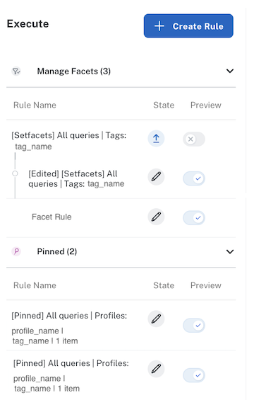 Rule state and preview setting