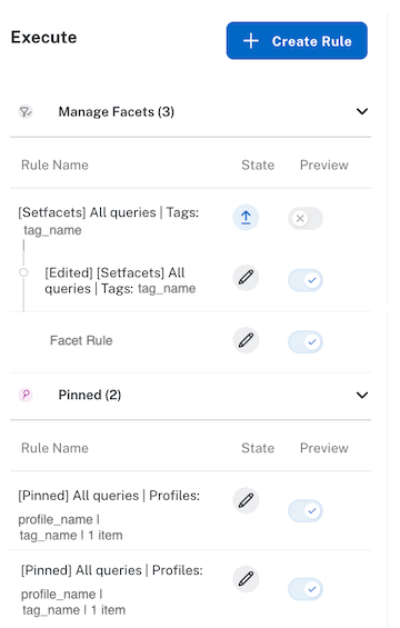 Rule state and preview setting