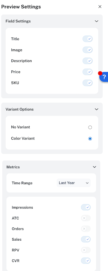 Preview settings
