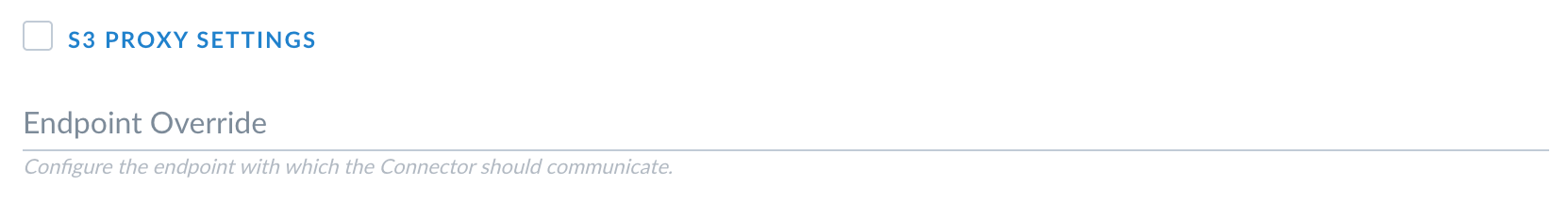 Endpoint override setting for the S3 Pro connector