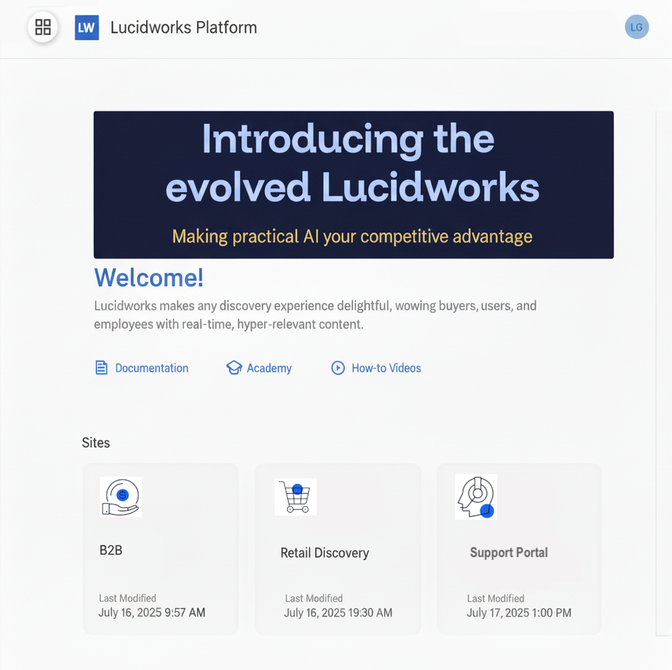 Lucidworks Platform Home screen