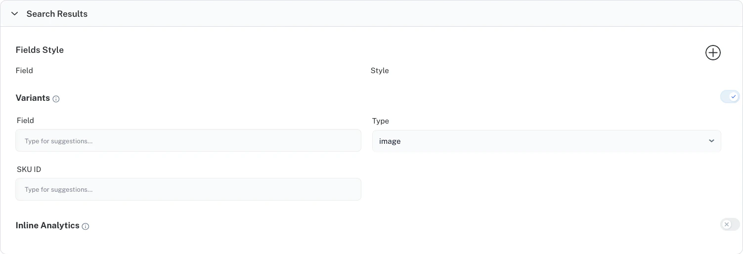 Variant settings in Commerce Studio