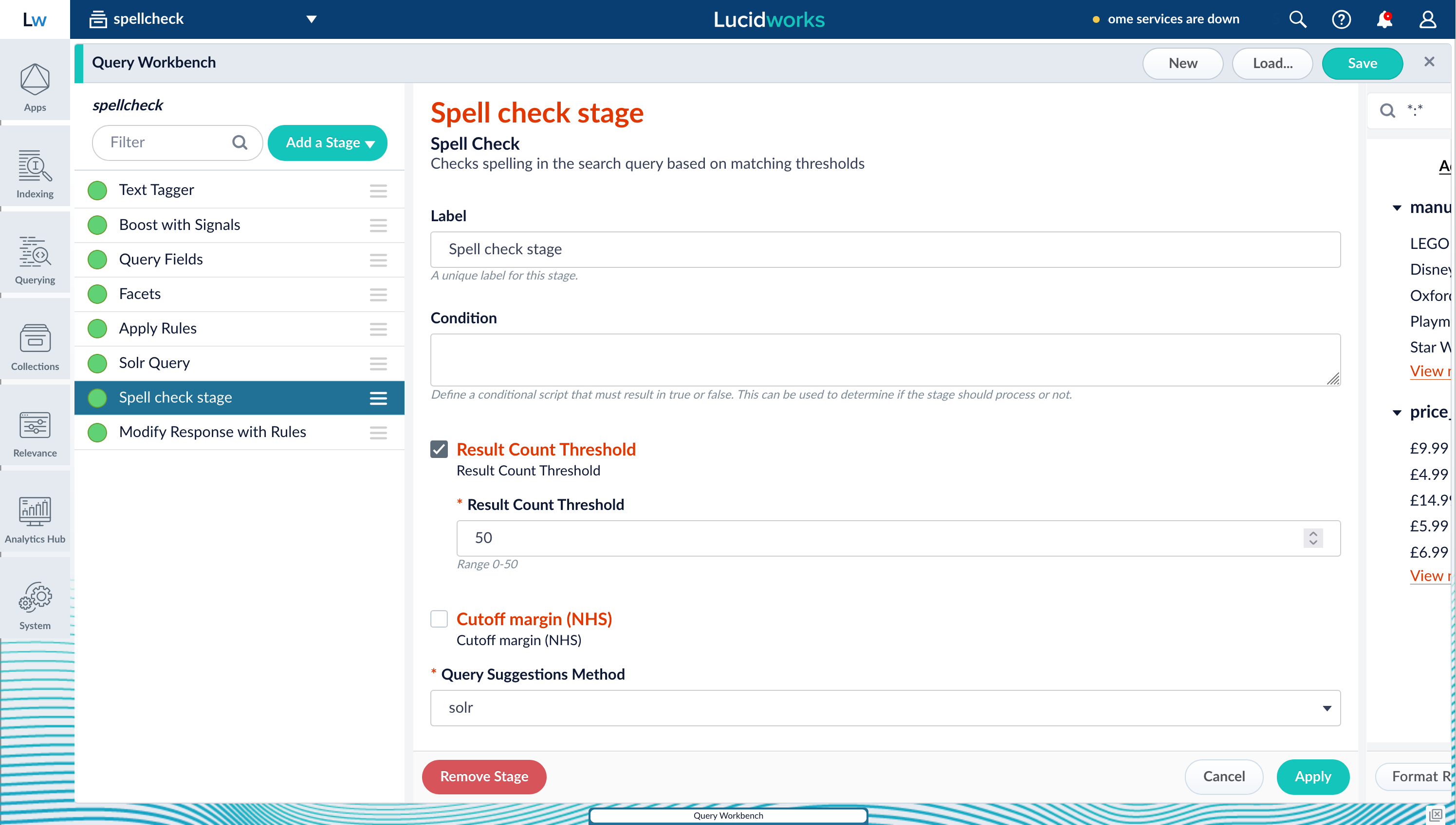 Spell Check query pipeline stage