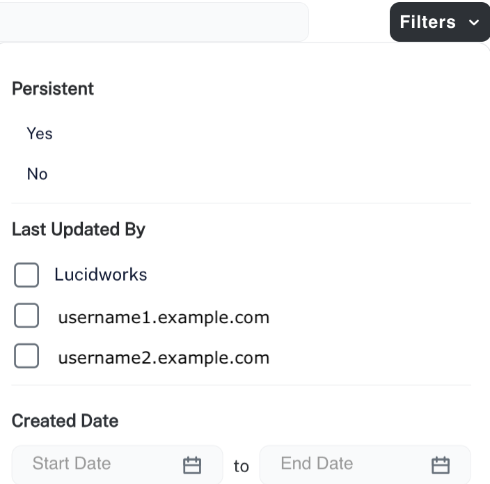 Core Settings Typeahead Filters