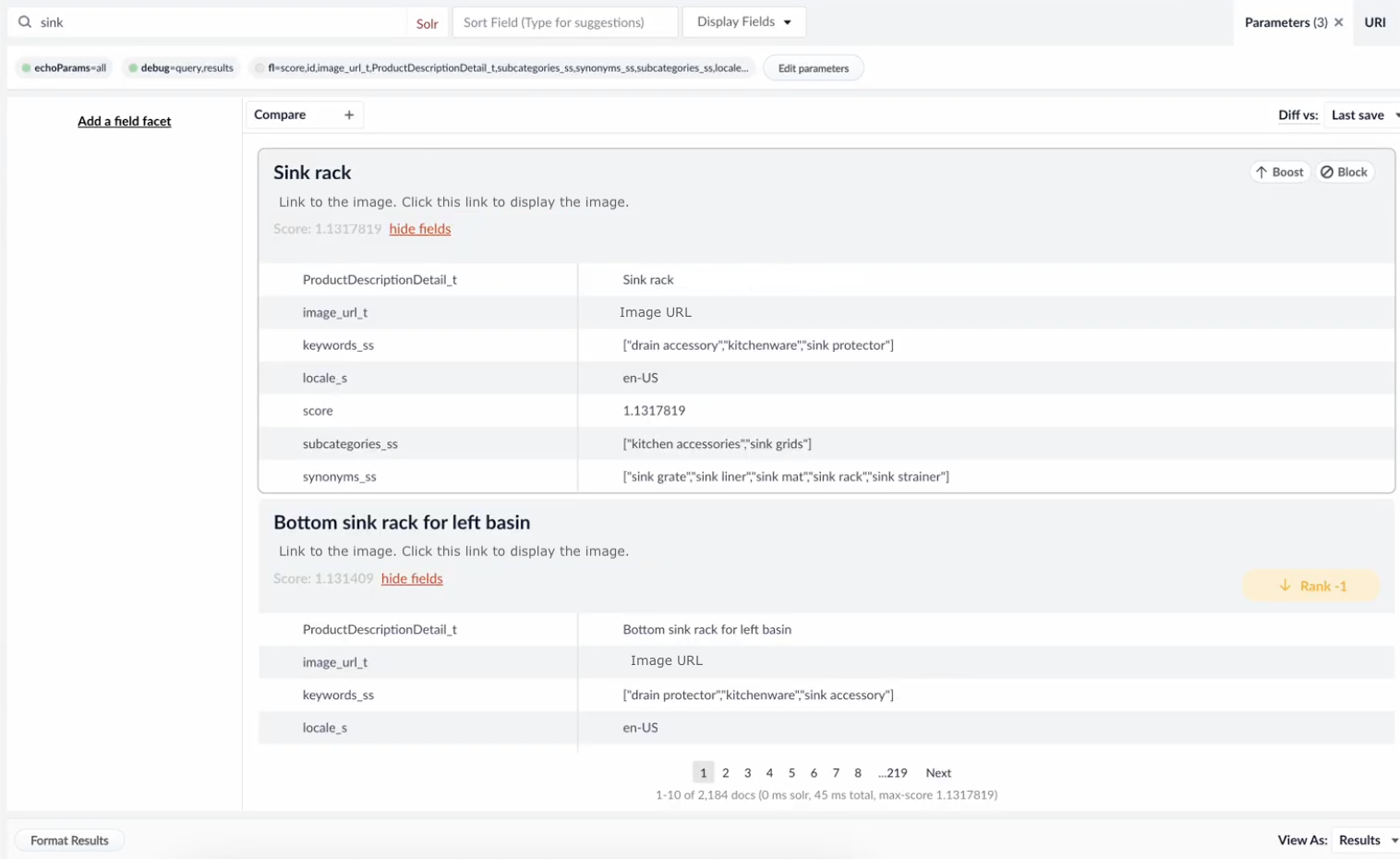 Image metadata enrichment query results